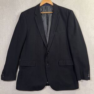 Alan Flusser Blazer Jacket‎ Mens 44L Black Classic Fit Casual Blend Preppy EUC